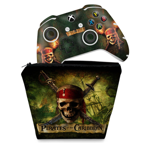 KIT Capa Case e Skin Anti-Rage Xbox One Slim X Controle - Piratas do Caribe