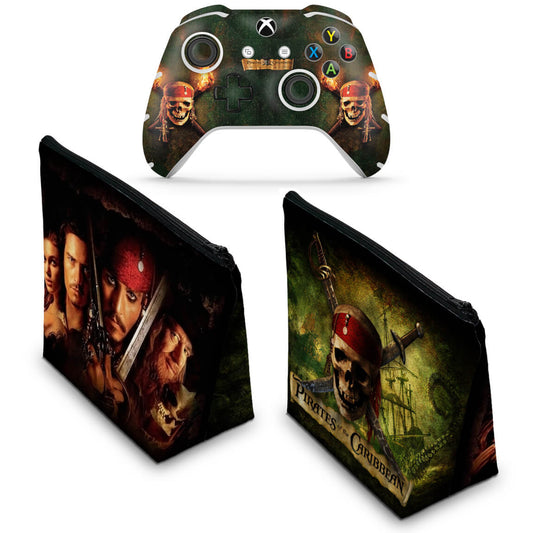 KIT Capa Case e Skin Anti-Rage Xbox One Slim X Controle - Piratas do Caribe