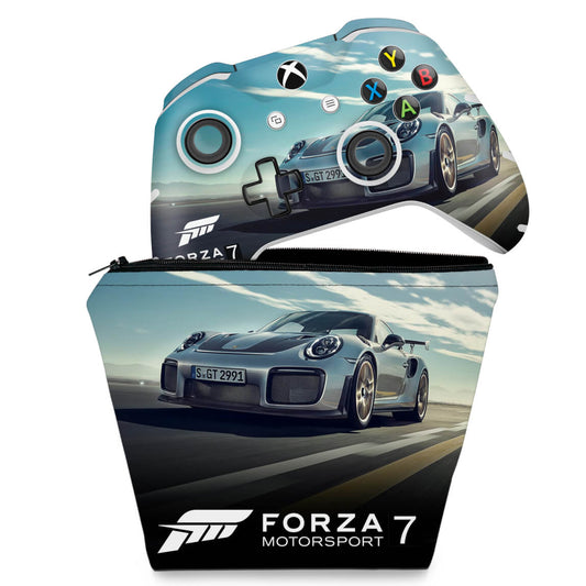 KIT Capa Case e Skin Anti-Rage Xbox One Slim X Controle - Forza Motorsport 7