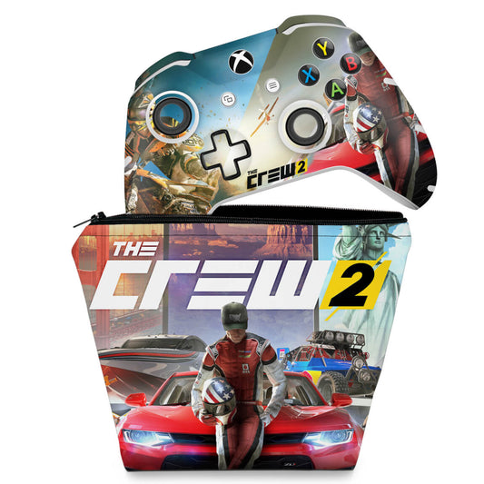 KIT Capa Case e Skin Anti-Rage Xbox One Slim X Controle - The Crew 2