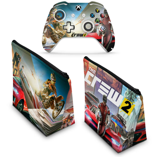 KIT Capa Case e Skin Anti-Rage Xbox One Slim X Controle - The Crew 2