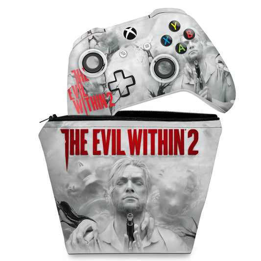KIT Capa Case e Skin Anti-Rage Xbox One Slim X Controle - The Evil Within 2