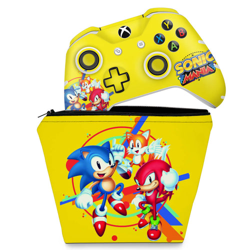 KIT Capa Case e Skin Anti-Rage Xbox One Slim X Controle - Sonic Mania