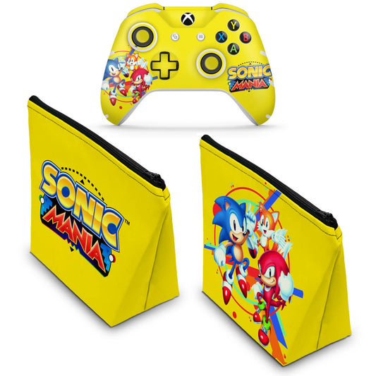 KIT Capa Case e Skin Anti-Rage Xbox One Slim X Controle - Sonic Mania