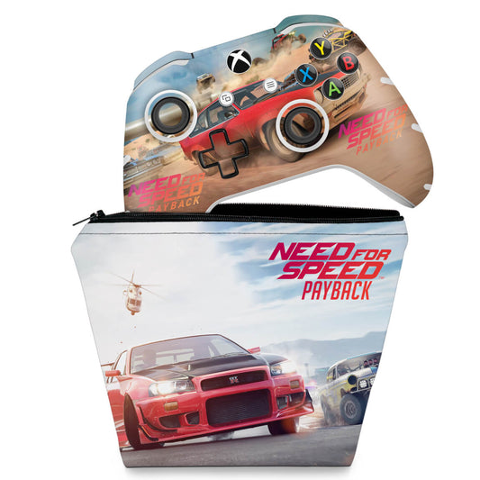 KIT Capa Case e Skin Anti-Rage Xbox One Slim X Controle - Need For Speed Payback
