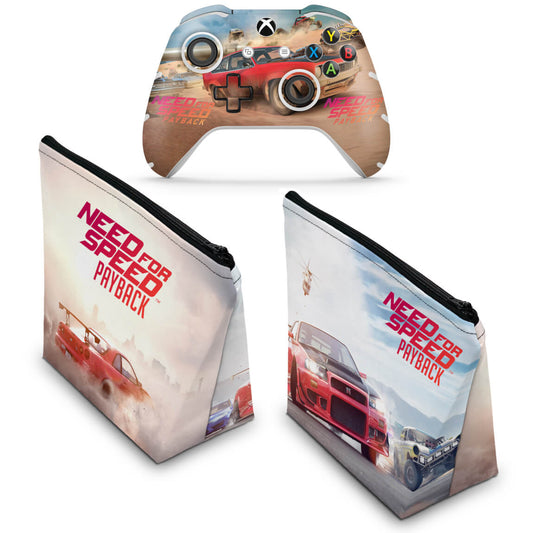 KIT Capa Case e Skin Anti-Rage Xbox One Slim X Controle - Need For Speed Payback