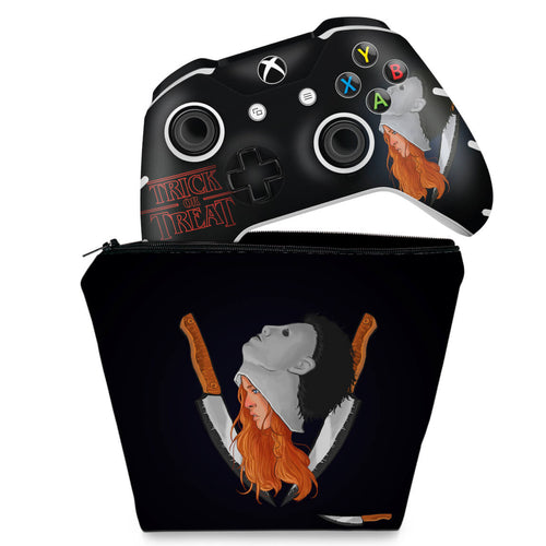 KIT Capa Case e Skin Anti-Rage Xbox One Slim X Controle - Stranger Things Max