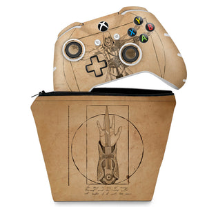 KIT Capa Case e Skin Anti-Rage Xbox One Slim X Controle - Assassin’s Creed Vitruviano
