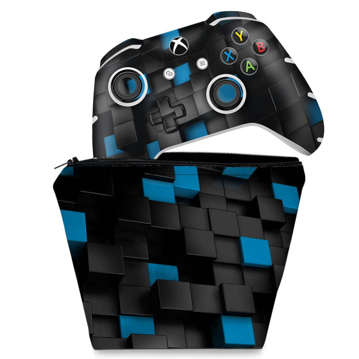 KIT Capa Case e Skin Anti-Rage Xbox One Slim X Controle - Cubo