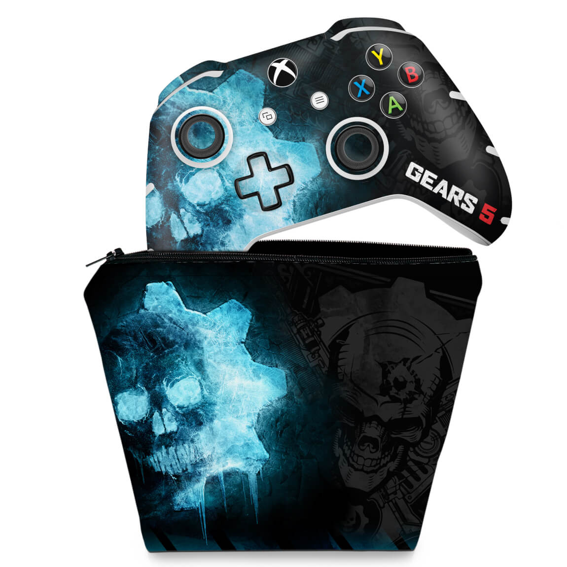 KIT Capa Case e Skin Anti-Rage Xbox One Slim X Controle - Gears 5