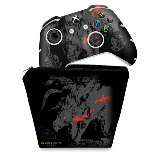 KIT Capa Case e Skin Anti-Rage Xbox One Slim X Controle - Monster Hunter Edition