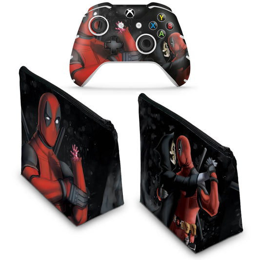 KIT Capa Case e Skin Anti-Rage Xbox One Slim X Controle - Deadpool 2