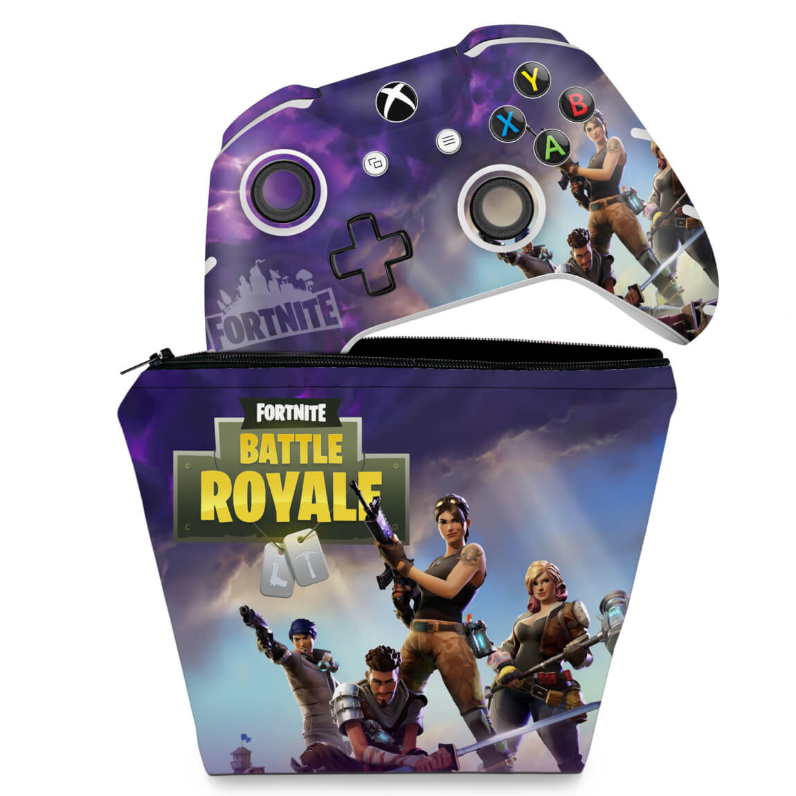 KIT Capa Case e Skin Anti-Rage Xbox One Slim X Controle - Fortnite Battle Royale