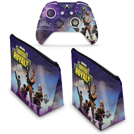 KIT Capa Case e Skin Anti-Rage Xbox One Slim X Controle - Fortnite Battle Royale