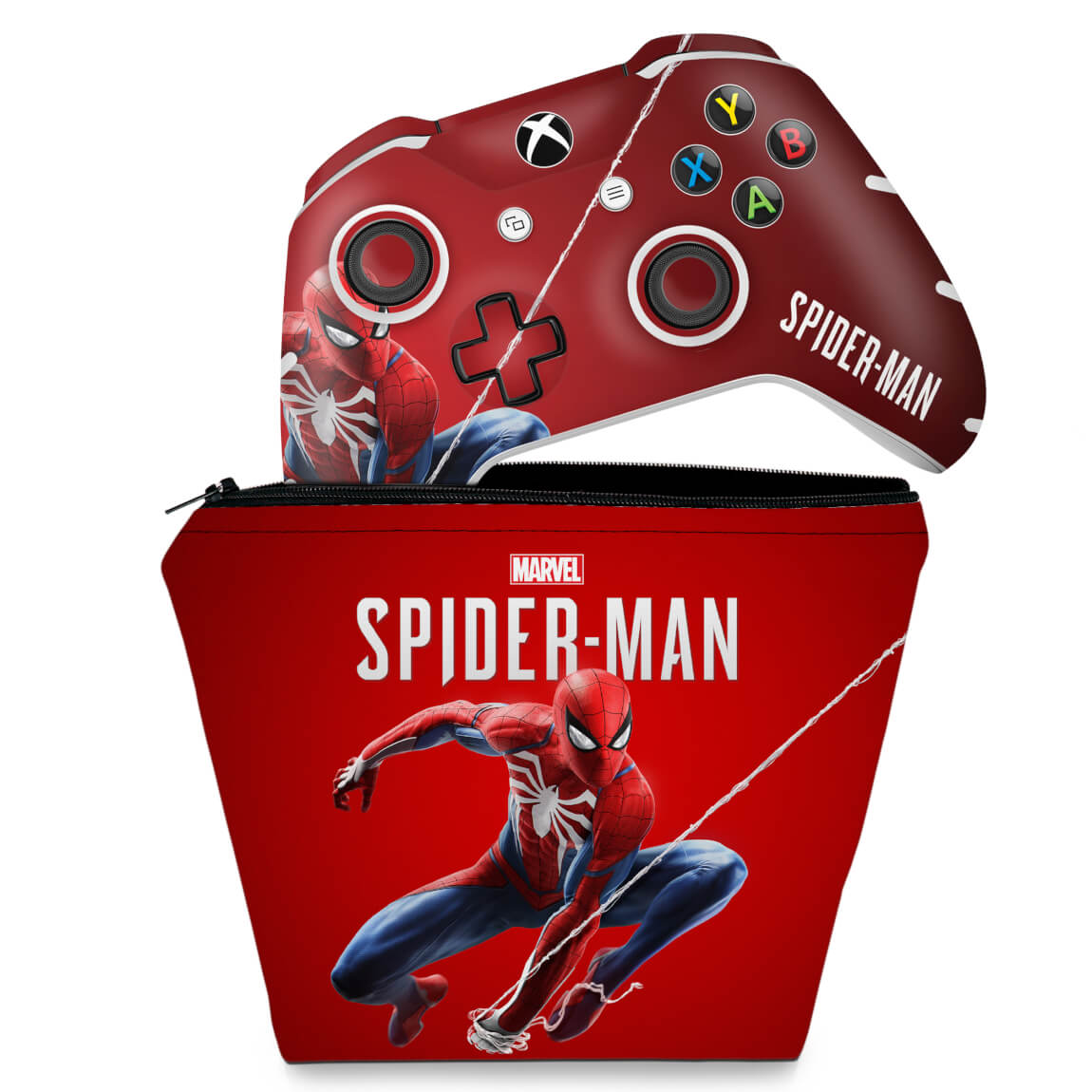 KIT Capa Case e Skin Anti-Rage Xbox One Slim X Controle - Homem Aranha Spider-man