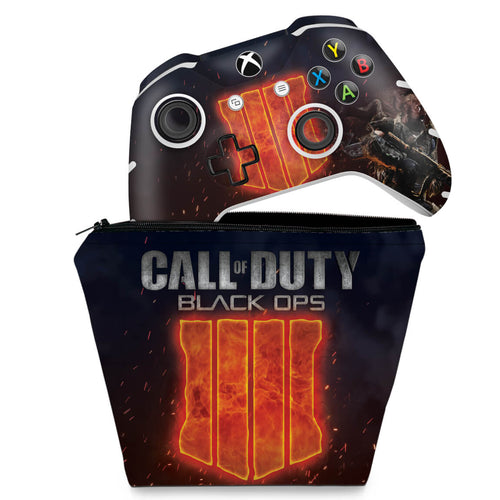 KIT Capa Case e Skin Anti-Rage Xbox One Slim X Controle - Call of Duty Black ops 4