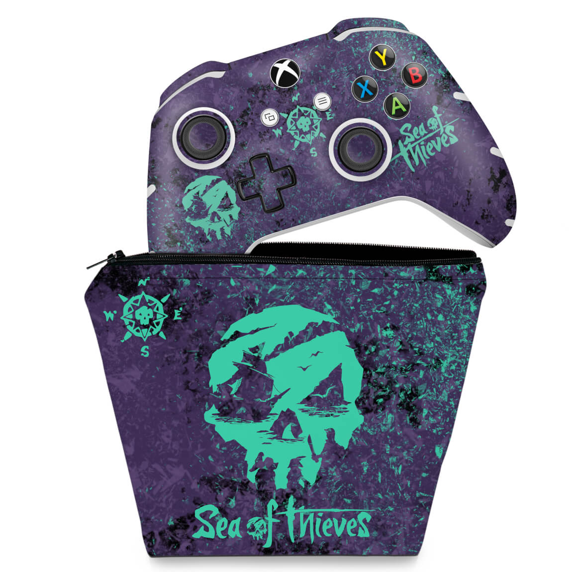 KIT Capa Case e Skin Anti-Rage Xbox One Slim X Controle - Sea Of Thieves Bundle