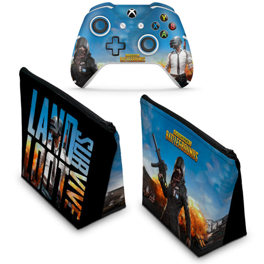 KIT Capa Case e Skin Anti-Rage Xbox One Slim X Controle - Players Unknown Battlegrounds PUBG