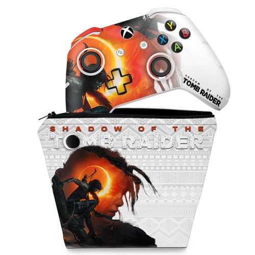 KIT Capa Case e Skin Anti-Rage Xbox One Slim X Controle - Shadow Of The Tomb Raider