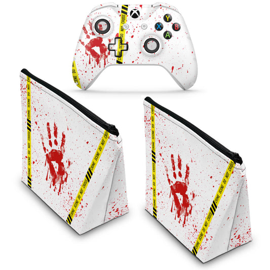 KIT Capa Case e Skin Anti-Rage Xbox One Slim X Controle - Cena de Crime Scene