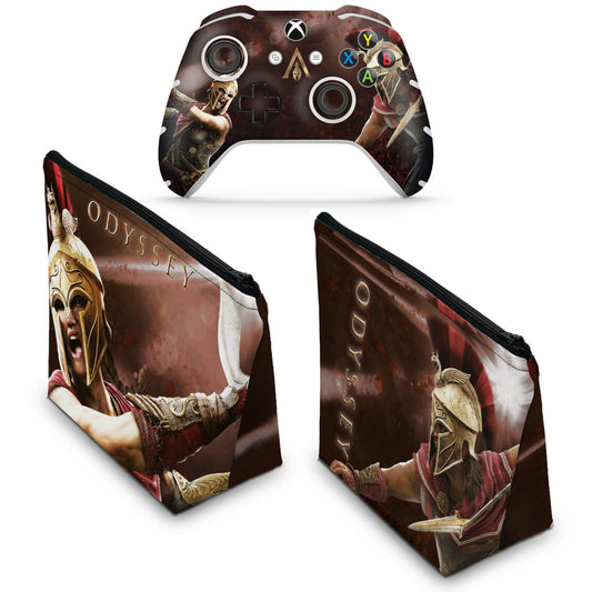 KIT Capa Case e Skin Anti-Rage Xbox One Slim X Controle - Assassins Creed Odyssey