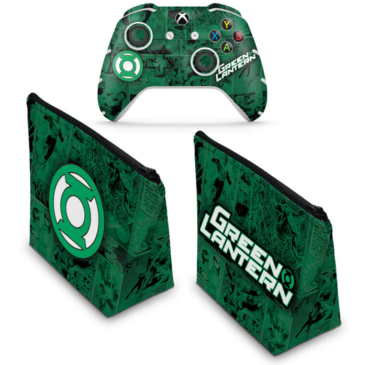 KIT Capa Case e Skin Anti-Rage Xbox One Slim X Controle - Lanterna Verde Comics