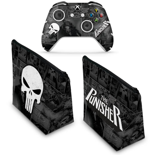 KIT Capa Case e Skin Anti-Rage Xbox One Slim X Controle - The Punisher Justiceiro Comics