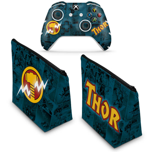 KIT Capa Case e Skin Anti-Rage Xbox One Slim X Controle - Thor Comics