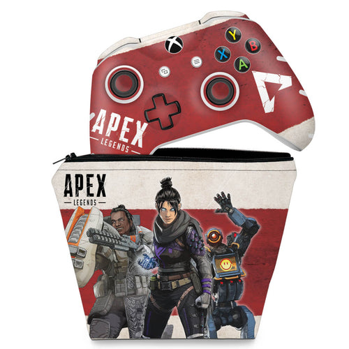 KIT Capa Case e Skin Anti-Rage Xbox One Slim X Controle - Apex Legends