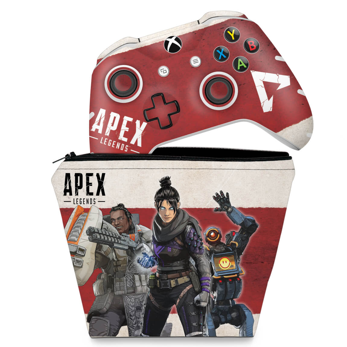 KIT Capa Case e Skin Anti-Rage Xbox One Slim X Controle - Apex Legends