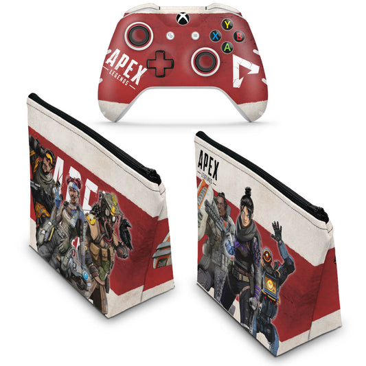 KIT Capa Case e Skin Anti-Rage Xbox One Slim X Controle - Apex Legends