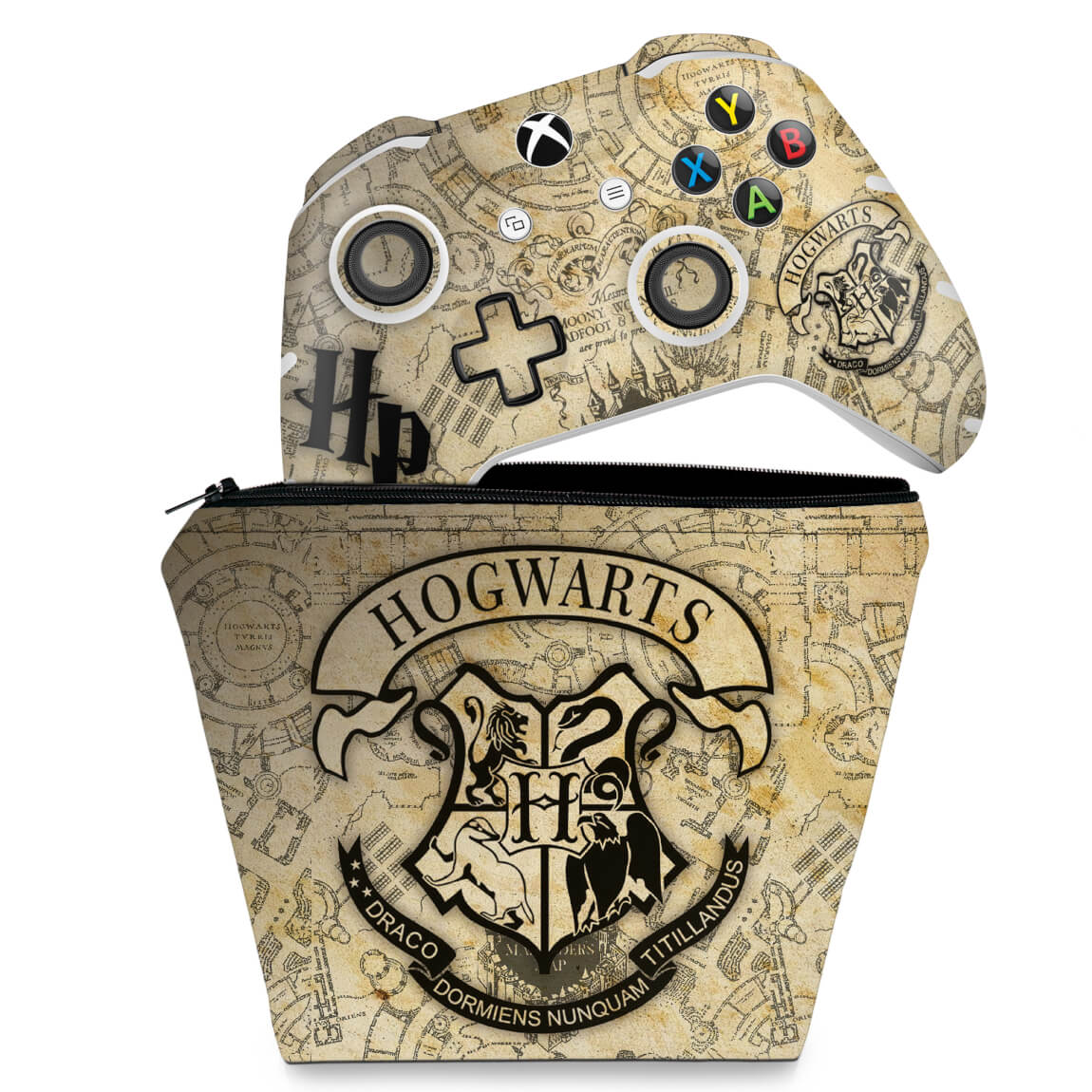 KIT Capa Case e Skin Anti-Rage Xbox One Slim X Controle - Harry Potter