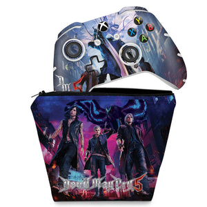 KIT Capa Case e Skin Anti-Rage Xbox One Slim X Controle - Devil May Cry 5