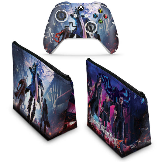 KIT Capa Case e Skin Anti-Rage Xbox One Slim X Controle - Devil May Cry 5