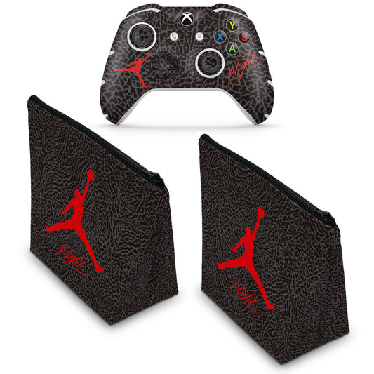 KIT Capa Case e Skin Anti-Rage Xbox One Slim X Controle - Air Jordan Flight