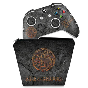 KIT Capa Case e Skin Anti-Rage Xbox One Slim X Controle - Game of Thrones Targaryen