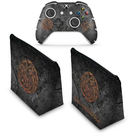 KIT Capa Case e Skin Anti-Rage Xbox One Slim X Controle - Game of Thrones Targaryen