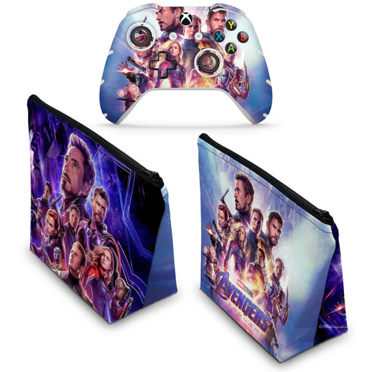 KIT Capa Case e Skin Anti-Rage Xbox One Slim X Controle - Vingadores Ultimato Endgame