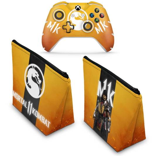 KIT Capa Case e Skin Anti-Rage Xbox One Slim X Controle - Mortal Kombat 11
