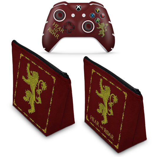 KIT Capa Case e Skin Anti-Rage Xbox One Slim X Controle - Game Of Thrones Lannister