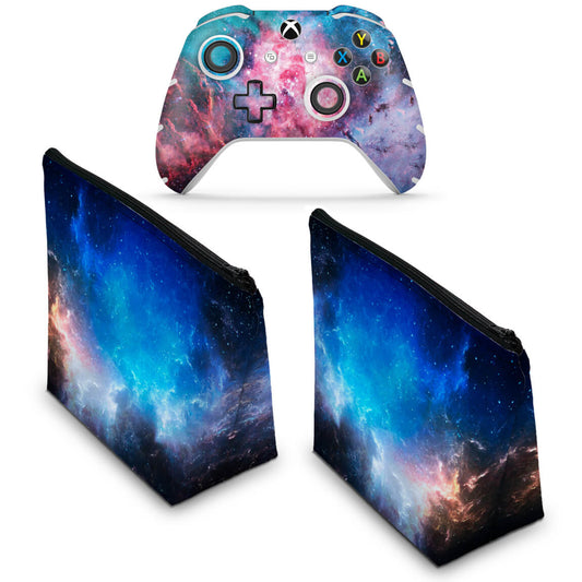 KIT Capa Case e Skin Anti-Rage Xbox One Slim X Controle - Universo Cosmos
