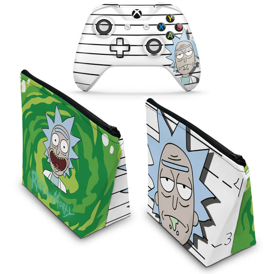 KIT Capa Case e Skin Anti-Rage Xbox One Slim X Controle - Rick Rick and Morty