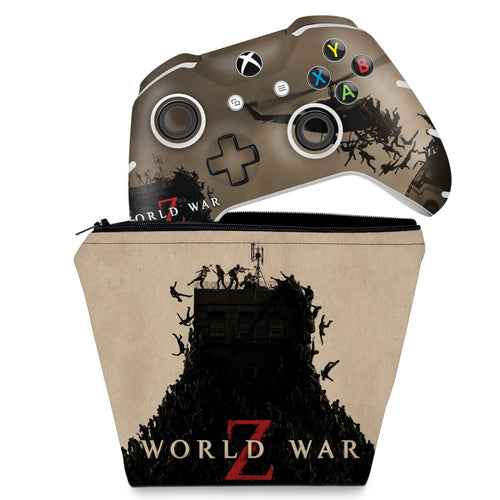 KIT Capa Case e Skin Anti-Rage Xbox One Slim X Controle - World War Z