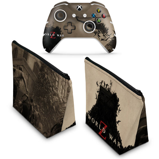 KIT Capa Case e Skin Anti-Rage Xbox One Slim X Controle - World War Z