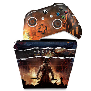 KIT Capa Case e Skin Anti-Rage Xbox One Slim X Controle - Sekiro