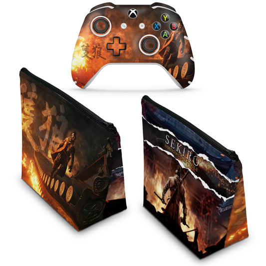 KIT Capa Case e Skin Anti-Rage Xbox One Slim X Controle - Sekiro