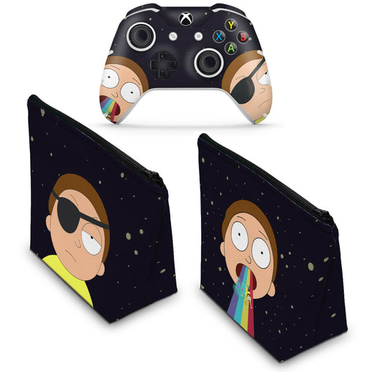KIT Capa Case e Skin Anti-Rage Xbox One Slim X Controle - Morty Rick and Morty