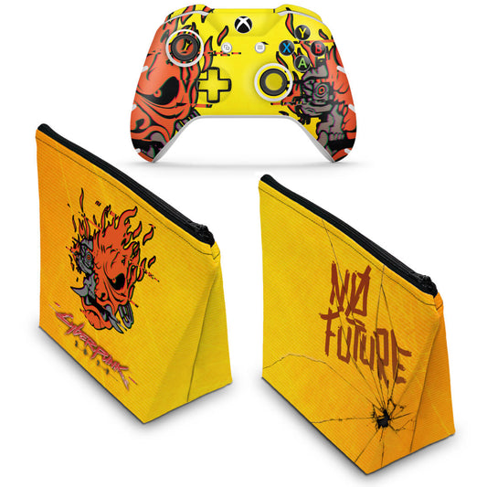 KIT Capa Case e Skin Anti-Rage Xbox One Slim X Controle - Cyberpunk 2077