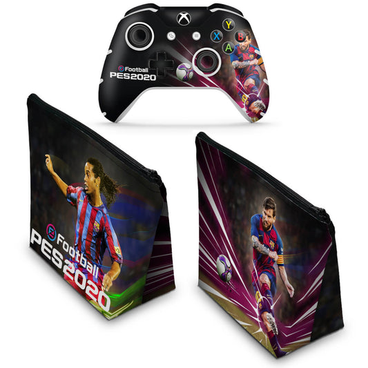 KIT Capa Case e Skin Anti-Rage Xbox One Slim X Controle - PES 2020
