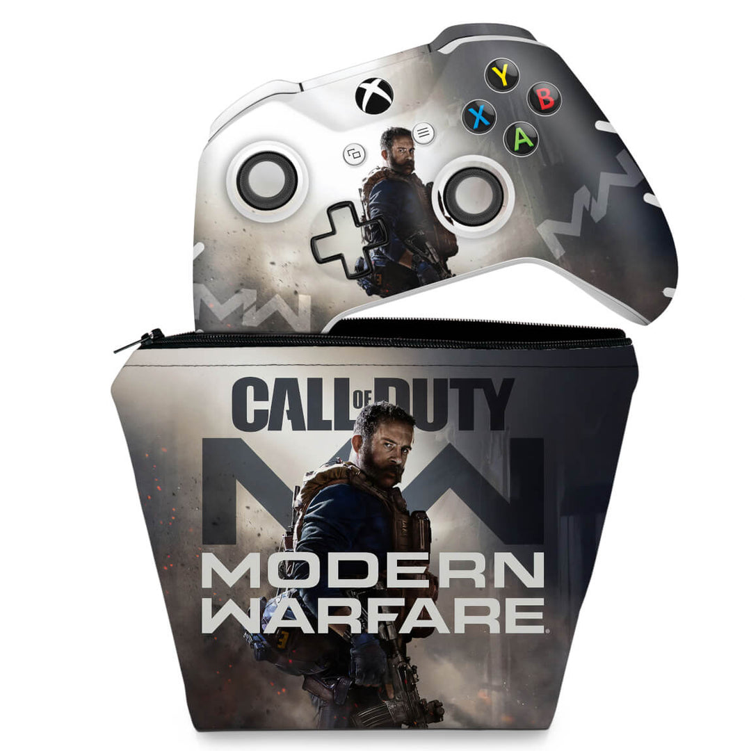 KIT Capa Case e Skin Anti-Rage Xbox One Slim X Controle - Call Of Duty Modern Warfare